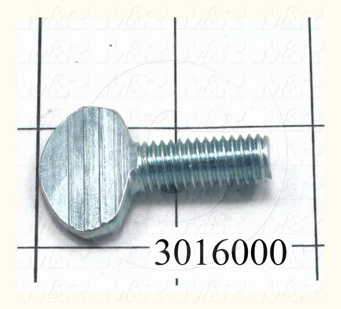Knobs, Thumb Screw with Spade Head No Shoulder, 3/8-16 Thread Size, 1.00" Thread Length, Steel Material