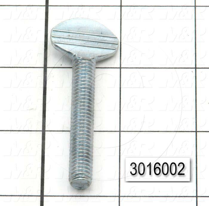 Knobs, Thumb Screw with Spade Head No Shoulder, 5/16-18 Thread Size, 2.00" Thread Length, Steel Material