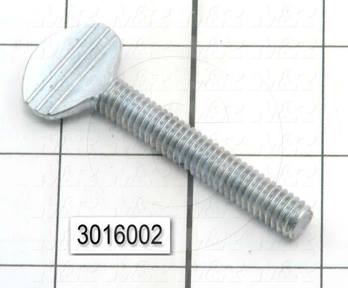Knobs, Thumb Screw with Spade Head No Shoulder, 5/16-18 Thread Size, 2.00" Thread Length, Steel Material
