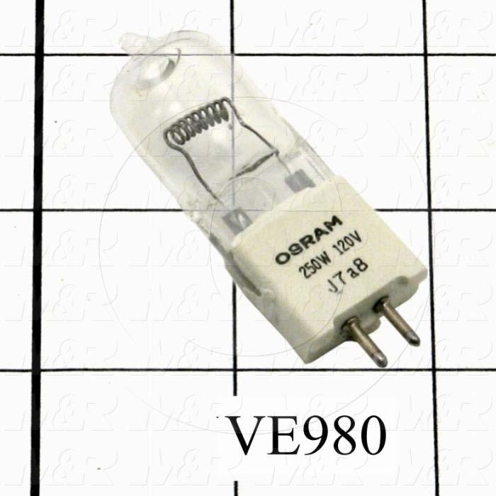 Lamp, Tungsten Halogen, 120V, 250W