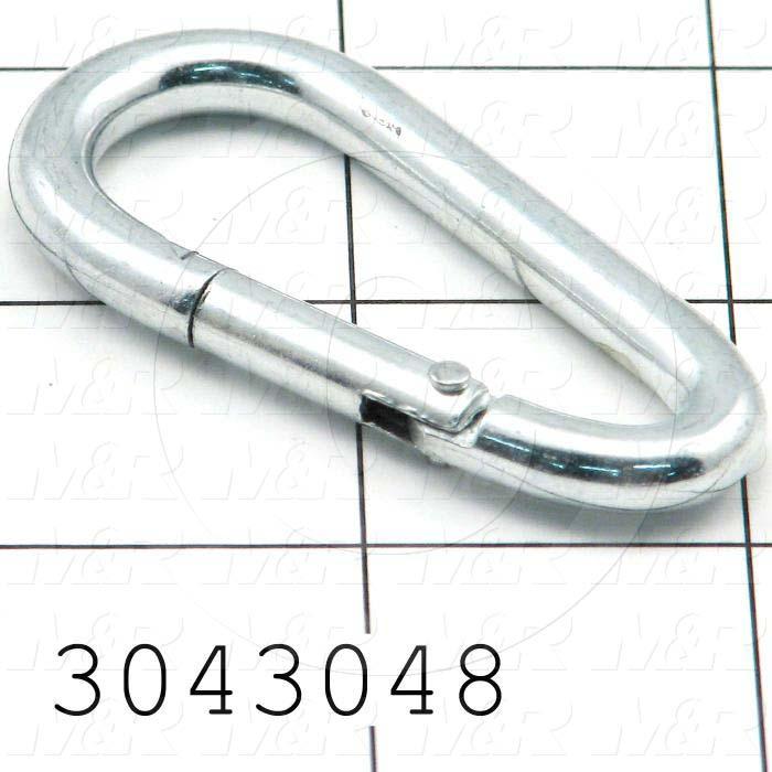 Latches, Carabiner-Style Connector, Steel, Zinc Plated Finish, 0.38" Snap Opening, 0.31" Eye Diameter, 1.88" Length