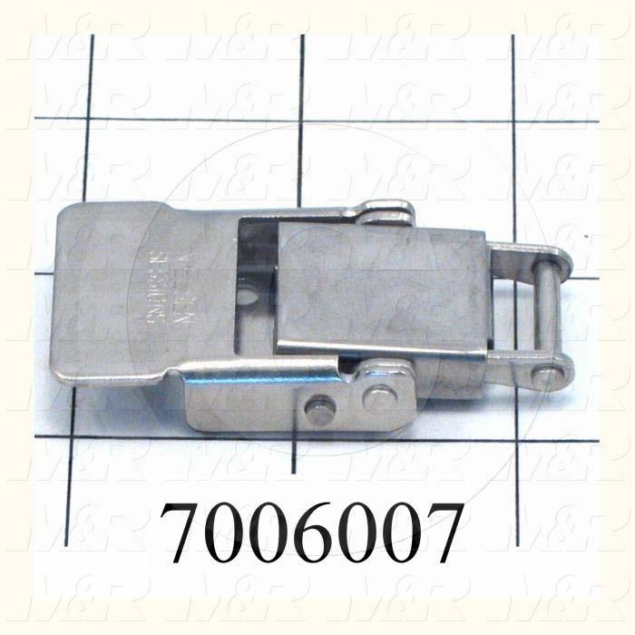 Latches, Compression  Spring Draw Latch, 1.41" Latching Distance, 2.88" Overall Length, 1.14" Width, 0.406" Thickness, Stainless Steel, 400 lbf Work Load Limit