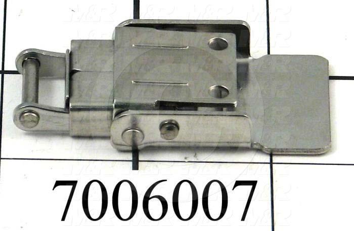 Latches, Compression  Spring Draw Latch, 1.41" Latching Distance, 2.88" Overall Length, 1.14" Width, 0.406" Thickness, Stainless Steel, 400 lbf Work Load Limit