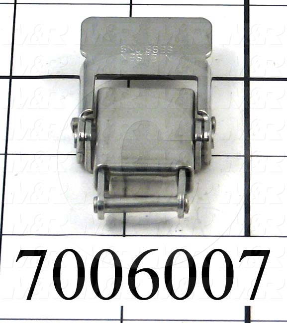 Latches, Compression  Spring Draw Latch, 1.41" Latching Distance, 2.88" Overall Length, 1.14" Width, 0.406" Thickness, Stainless Steel, 400 lbf Work Load Limit