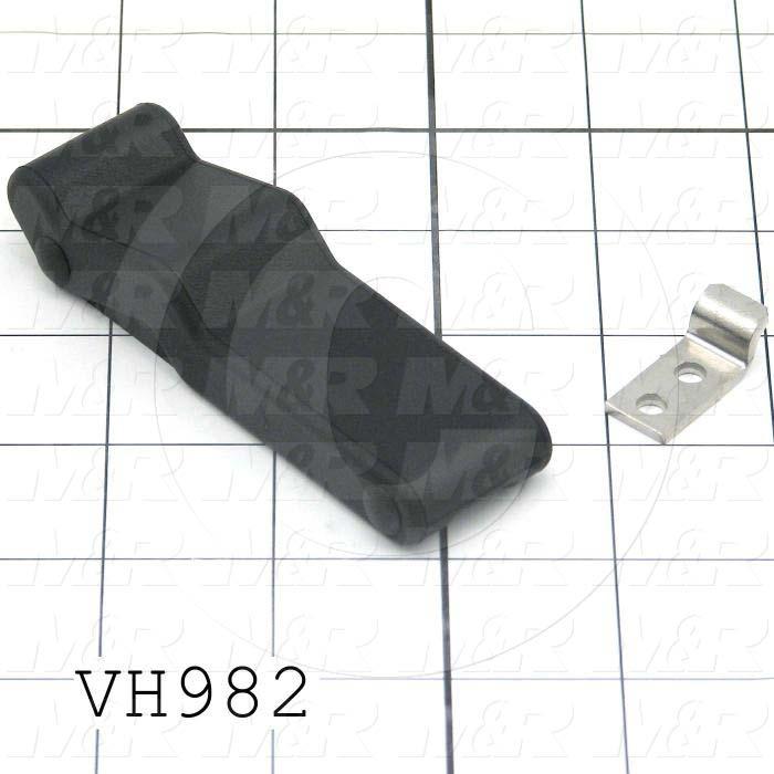 Latches, PC13, Over Center Draw Latch, 0.25" Adjustable Latching Distance, 4.16" Overall Length, 1.13" Width, 0.77" Thickness, Thermoplastic Elastomer, Black Color, 11 lbf Work Load Limit