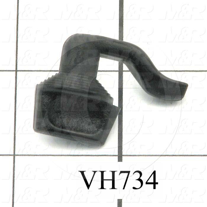 Latches, Plate Maker Lamp Access Door, Cam Fixed Grip, 0.05" - 0.20" Latching Distance, 1.08" Overall Length, Acetal, Black Finish, Black Color, Retainer: Zinc-plated spring steel