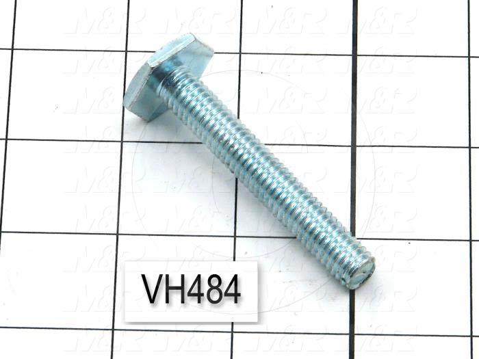 Leveling Devices, Threaded Fixed Stud Type, 3/8-16 Thread Size, Steel Pad Material, 0.875" HEX Pad Diameter, 0.156" Height, 2.50" Thread Length