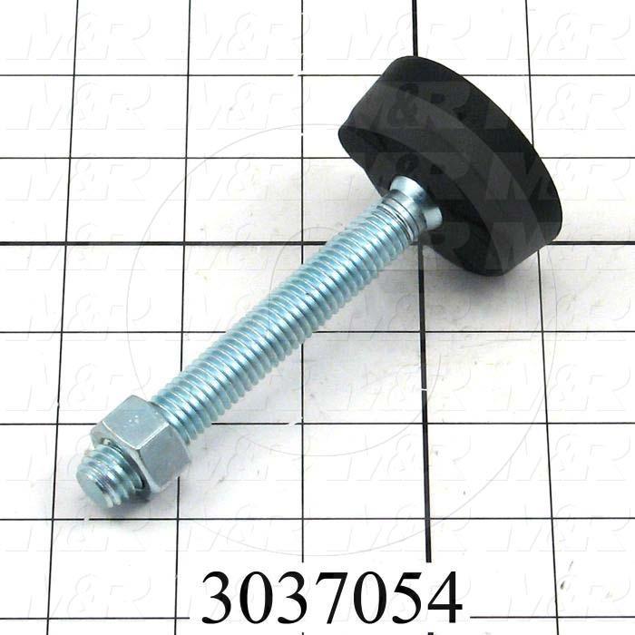 Leveling Devices, Threaded Swivel Stud Type, 1/2-13 Thread Size, Plastic Pad Material, 1.920" Pad Diameter, 3.600" Height