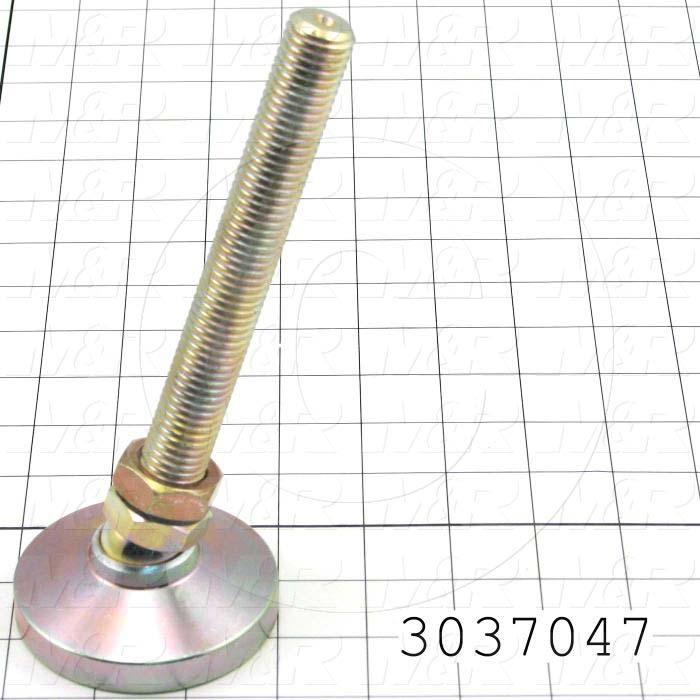 Leveling Devices, Threaded Swivel Stud Type, 3/4-10 Thread Size, Steel Pad Material, 3.000" Pad Diameter, 7.50" Height, 6.00" Thread Length