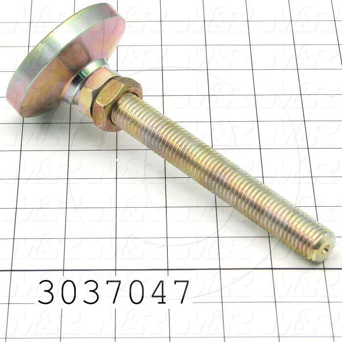 Leveling Devices, Threaded Swivel Stud Type, 3/4-10 Thread Size, Steel Pad Material, 3.000" Pad Diameter, 7.50" Height, 6.00" Thread Length