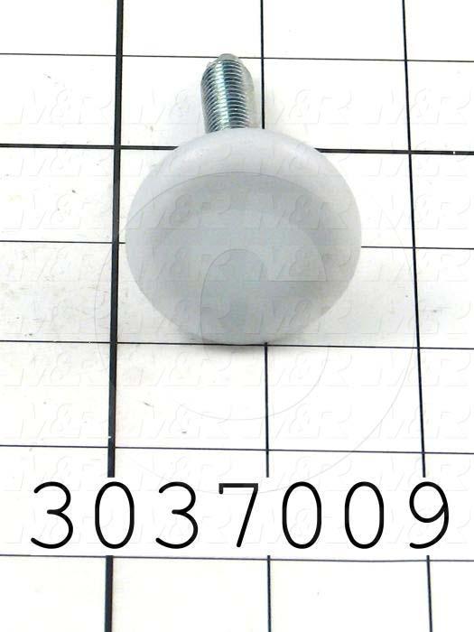 Leveling Devices, Threaded Swivel Stud Type, 3/8-16 Thread Size, Plastic Pad Material, 1.50 in. Pad Diameter, 2.94 in. Height, 2.50" Thread Length
