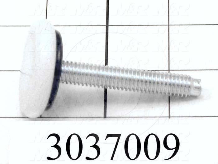 Leveling Devices, Threaded Swivel Stud Type, 3/8-16 Thread Size, Plastic Pad Material, 1.50 in. Pad Diameter, 2.94 in. Height, 2.50" Thread Length