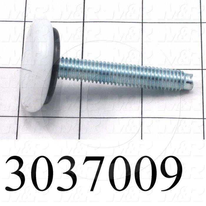 Leveling Devices, Threaded Swivel Stud Type, 3/8-16 Thread Size, Plastic Pad Material, 1.50 in. Pad Diameter, 2.94 in. Height, 2.50" Thread Length