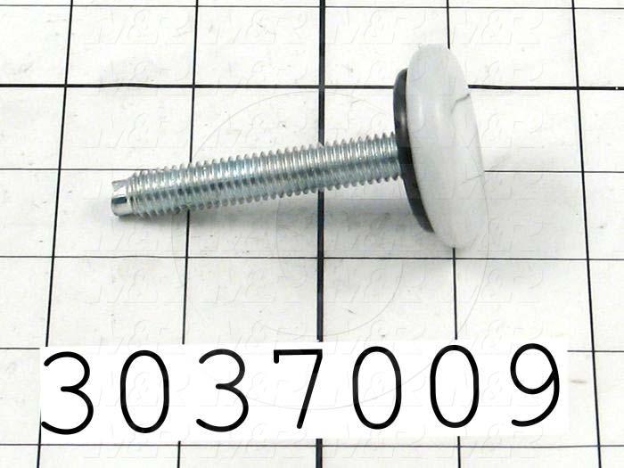 Leveling Devices, Threaded Swivel Stud Type, 3/8-16 Thread Size, Plastic Pad Material, 1.50 in. Pad Diameter, 2.94 in. Height, 2.50" Thread Length