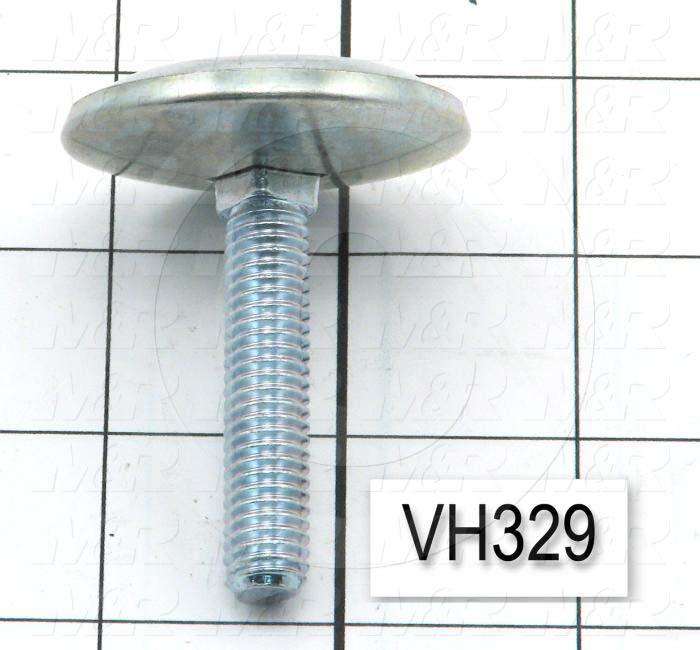 Leveling Devices, Threaded Swivel Stud Type, 3/8-16 Thread Size, Steel Pad Material, 1.75" Pad Diameter, 0.40" Height, 1.75" Thread Length