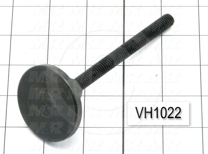 Leveling Devices, Threaded Swivel Stud Type, 3/8-16 Thread Size, Steel Pad Material, 2 in. Pad Diameter, 0.72" Height, 4.00 in. Thread Length