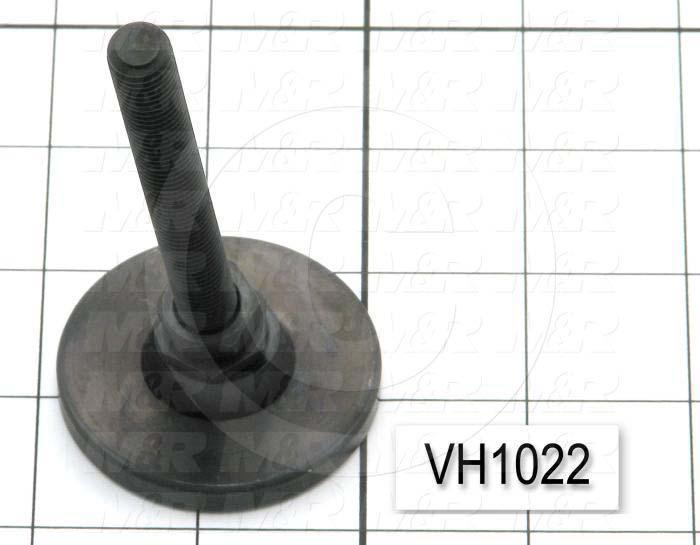 Leveling Devices, Threaded Swivel Stud Type, 3/8-16 Thread Size, Steel Pad Material, 2 in. Pad Diameter, 0.72" Height, 4.00 in. Thread Length