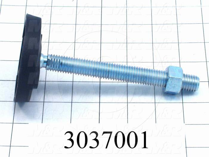 Leveling Devices, Threaded Swivel Stud Type, 5/8-11 Thread Size, Plastic Pad Material, 3.15 in. Pad Diameter, 6.375 in. Height