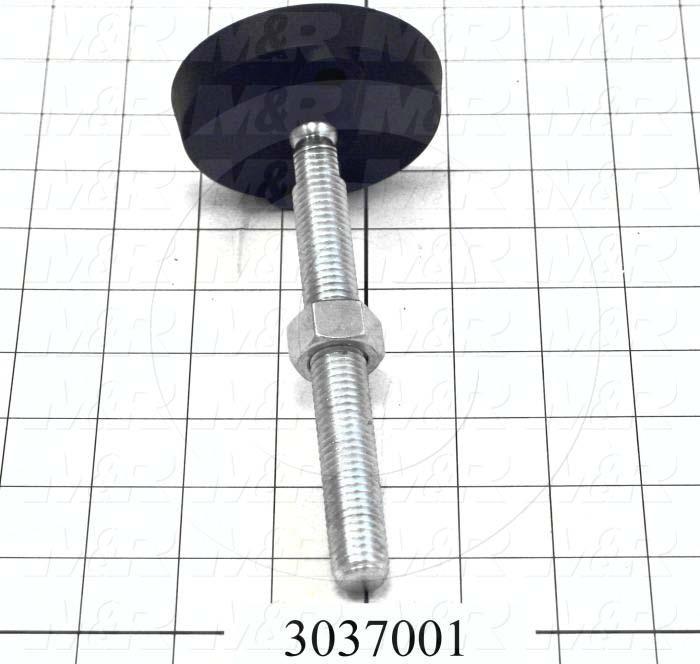 Leveling Devices, Threaded Swivel Stud Type, 5/8-11 Thread Size, Plastic Pad Material, 3.15 in. Pad Diameter, 6.375 in. Height