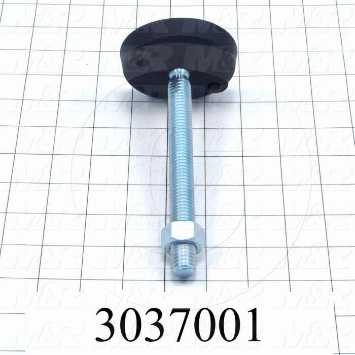 Leveling Devices, Threaded Swivel Stud Type, 5/8-11 Thread Size, Plastic Pad Material, 3.15 in. Pad Diameter, 6.375 in. Height