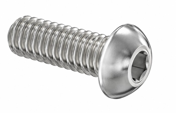 Machine Screws, Button Head, Stainless Steel, Thread Size 1/4-28, Screw Length 1 1/8 in., Full Thread Length, Right Hand