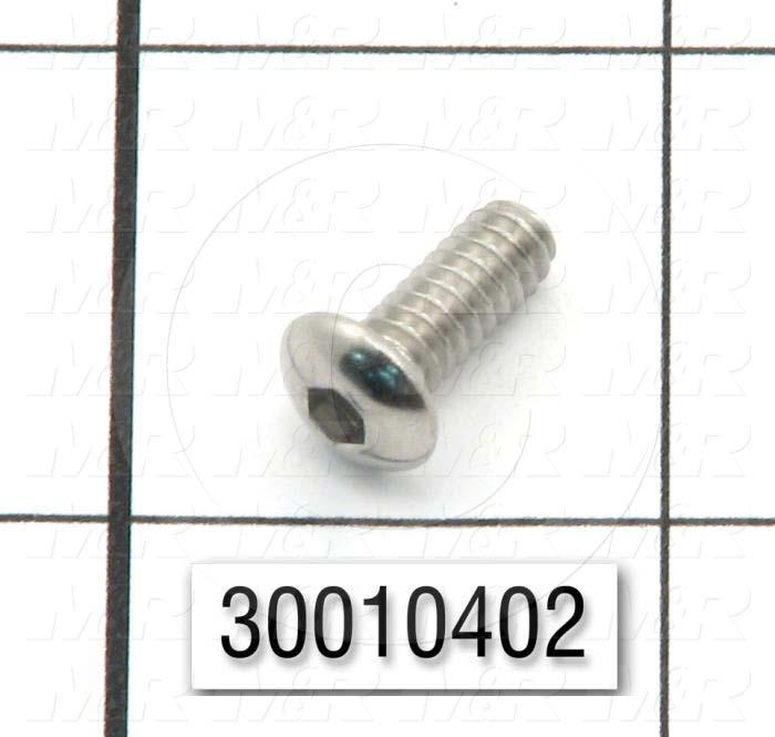 Machine Screws, Button Head, Stainless Steel, Thread Size 10-24, Screw Length 1/2 in., Full Thread Length, Right Hand, Plain