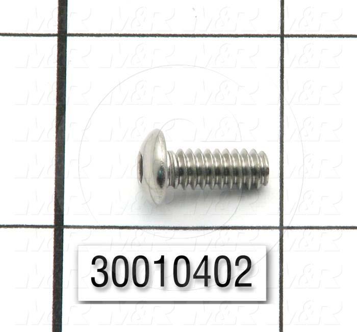 Machine Screws, Button Head, Stainless Steel, Thread Size 10-24, Screw Length 1/2 in., Full Thread Length, Right Hand, Plain