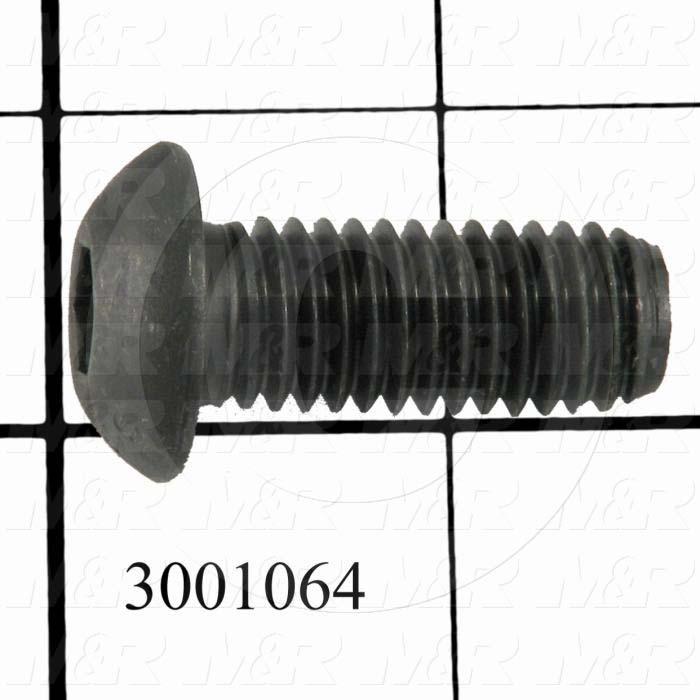 Machine Screws, Button Head, Steel, Thread Size 1/2-13, Screw Length 1 1/4 in., Full Thread Length, Right Hand, Black Oxide