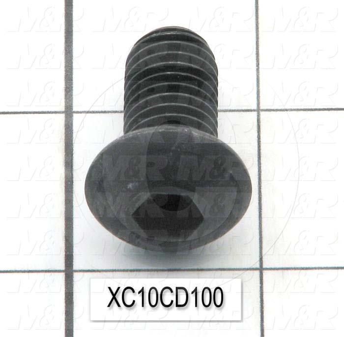 Machine Screws, Button Head, Steel, Thread Size 1/2-13, Screw Length 1", Full Thread Length, Right Hand, Black Oxide