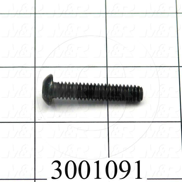 Machine Screws, Button Head, Steel, Thread Size 1/4-20, Screw Length 1 1/4 in., Full Thread Length, Right Hand, Black Zinc