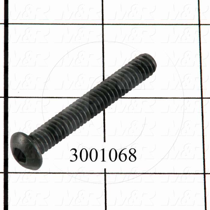 Machine Screws, Button Head, Steel, Thread Size 1/4"-20, Screw Length 1 3/4", Full Thread Length, Right Hand, Black Oxide