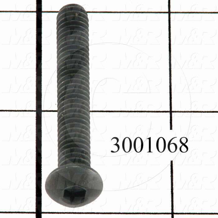 Machine Screws, Button Head, Steel, Thread Size 1/4"-20, Screw Length 1 3/4", Full Thread Length, Right Hand, Black Oxide
