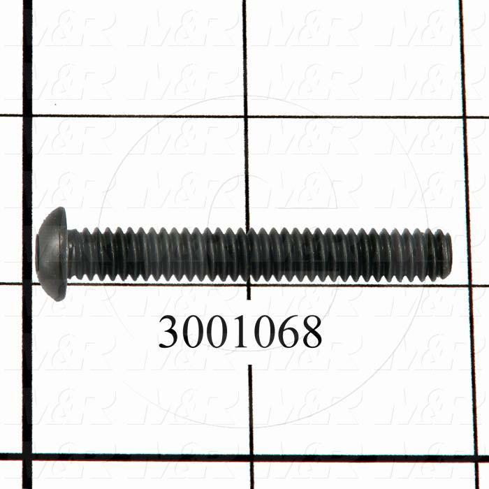 Machine Screws, Button Head, Steel, Thread Size 1/4-20, Screw Length 1 3/4", Full Thread Length, Right Hand, Black Oxide