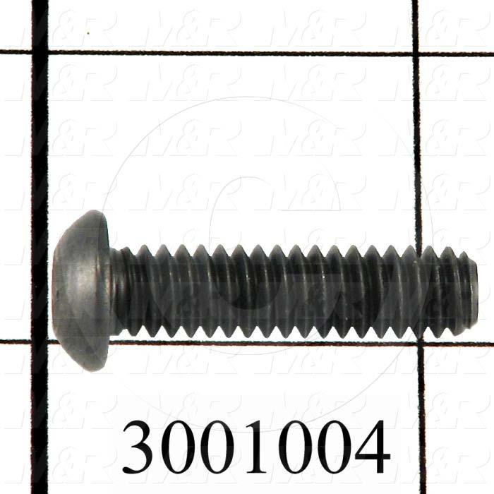 Machine Screws, Button Head, Steel, Thread Size 1/4-20, Screw Length 1", Full Thread Length, Right Hand, Black Oxide