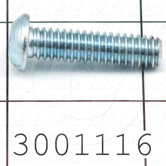 Machine Screws, Button Head, Steel, Thread Size 1/4"-20, Screw Length 1", Full Thread Length, Right Hand, Zinc