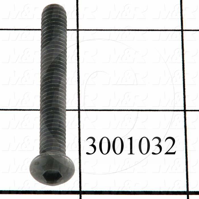 Machine Screws, Button Head, Steel, Thread Size 1/4"-20, Screw Length 2.00 in., Full Thread Length, Right Hand, Black Oxide