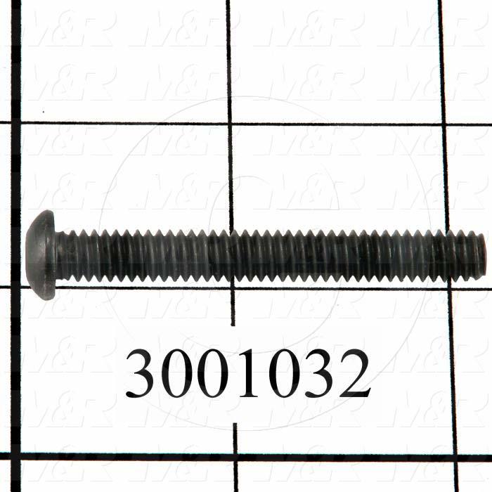 Machine Screws, Button Head, Steel, Thread Size 1/4-20, Screw Length 2.00 in., Full Thread Length, Right Hand, Black Oxide