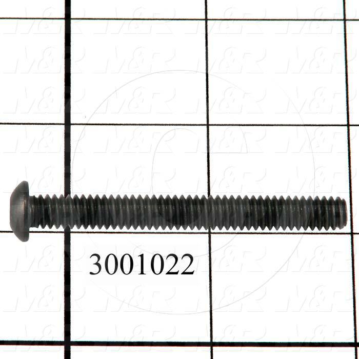 Machine Screws, Button Head, Steel, Thread Size 1/4-20, Screw Length 2 1/4", Full Thread Length, Right Hand, Black Oxide