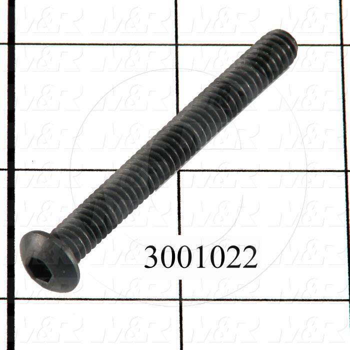 Machine Screws, Button Head, Steel, Thread Size 1/4"-20, Screw Length 2 1/4", Full Thread Length, Right Hand, Black Oxide