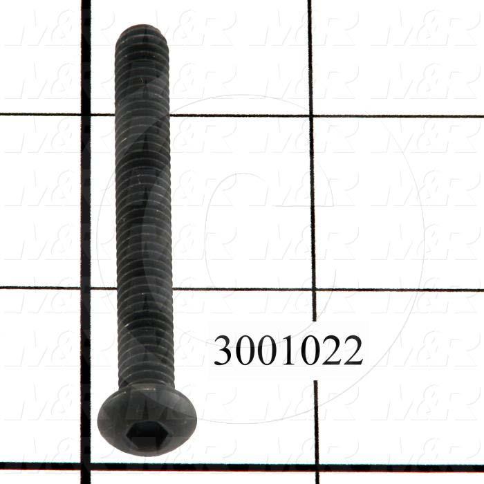 Machine Screws, Button Head, Steel, Thread Size 1/4"-20, Screw Length 2 1/4", Full Thread Length, Right Hand, Black Oxide