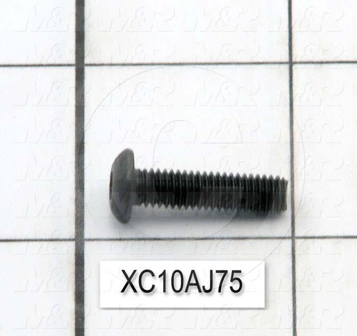 Machine Screws, Button Head, Steel, Thread Size 10-32, Screw Length 0.75 in., 0.75" Thread Length, Right Hand, Black Oxide