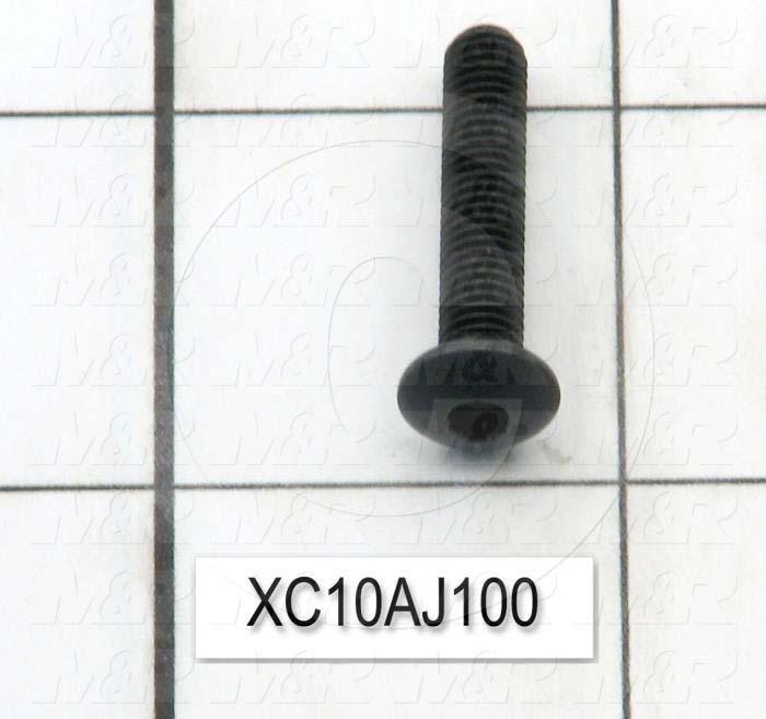Machine Screws, Button Head, Steel, Thread Size 10-32, Screw Length 1", Full Thread Length, Right Hand, Black Oxide