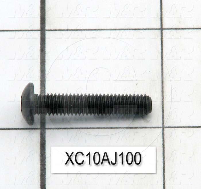 Machine Screws, Button Head, Steel, Thread Size 10-32, Screw Length 1", Full Thread Length, Right Hand, Black Oxide