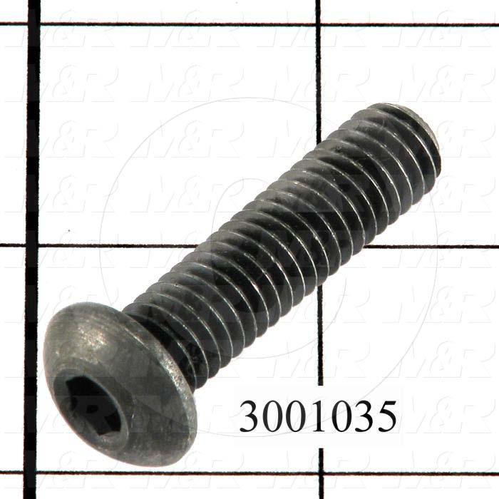 Machine Screws, Button Head, Steel, Thread Size 3/8-16, Screw Length 1 1/2 in., Full Thread Length, Right Hand, Black Oxide