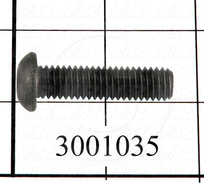 Machine Screws, Button Head, Steel, Thread Size 3/8-16, Screw Length 1 1/2 in., Full Thread Length, Right Hand, Black Oxide