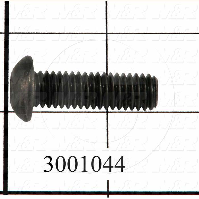 Machine Screws, Button Head, Steel, Thread Size 3/8-16, Screw Length 1 1/4 in., Full Thread Length, Right Hand, Black Oxide