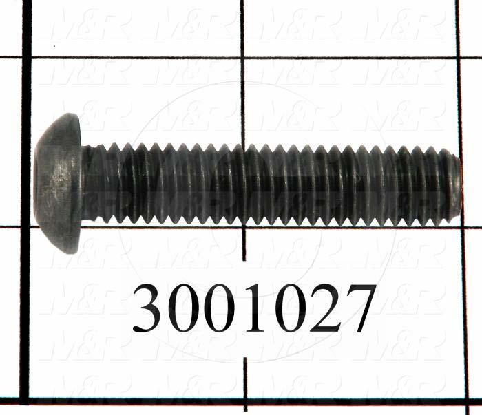 Machine Screws, Button Head, Steel, Thread Size 3/8-16, Screw Length 1 3/4", Full Thread Length, Right Hand, Black Oxide