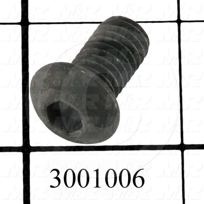 Machine Screws, Button Head, Steel, Thread Size 3/8-16, Screw Length 1", Full Thread Length, Right Hand, Black Oxide