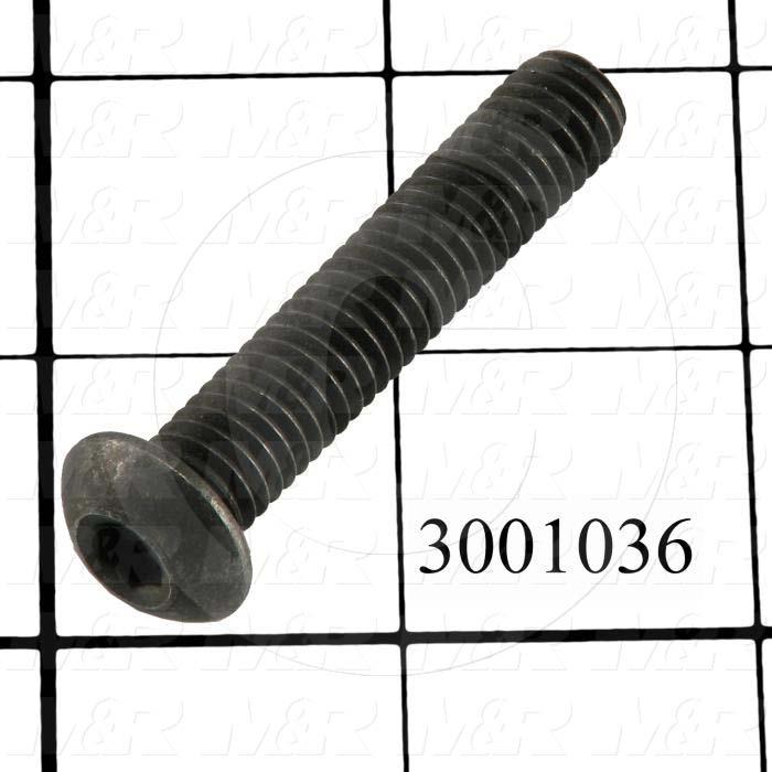 Machine Screws, Button Head, Steel, Thread Size 3/8-16, Screw Length 2.00 in., Full Thread Length, Right Hand, Black Oxide