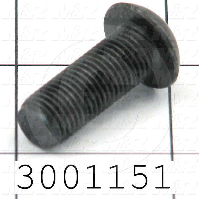 Machine Screws, Button Head, Steel, Thread Size 3/8-24, Screw Length 1", Full Thread Length, Right Hand, Black Oxide